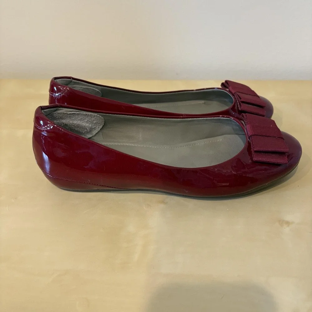 Ecco Shoes Womens Size 37 Ballet Flats Patent Leather Bow Comfort Dressy